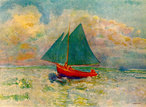 Odilon Redon - Red Boat with Blue Sail